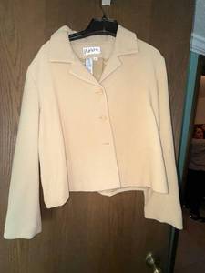 lot 403C image: Paradox Beige Wool Coat - Size 12 - Notched Lapel, Button Front