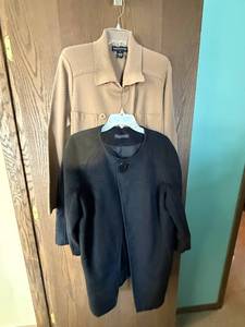 lot 406C image: Grace Elements & Andrea Jovine Wool Coats - Double-Breasted Beige & Black (Lot of 2)