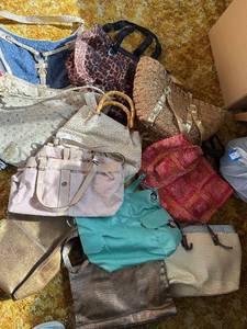 lot 235C image: Assorted Womens Handbags & Purses - Leather, Fabric & Metallic Finishes