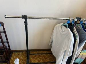 lot 292C image: Clothing Rack - Chrome Top Bar on Black Steel Frame, Adjustable