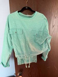 lot 417C image: Carole Little for ST TROPEZ WEAR Turquoise Cotton Leisure Suit - Top & Pleated Pants, Size 8