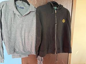 lot 418C image: Ralph Lauren Athletic Leisure Sweatsets - Gray Polo XL wPants & Black Zip Hoodie L wPants (Lot of 2)
