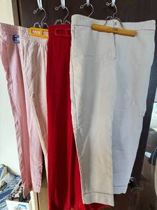 lot 440C image: Talbots Easy Drawstring Pant, Ann Taylor Factory Beige, Blush by Spiegel Red - 4 Pairs