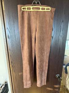 lot 451C image: Ivanka Trump Brown Faux Suede Pants for Women - Trousers, Full-Length