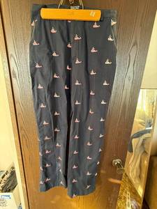 lot 459C image: Polo Jeans Co. Ralph Lauren Navy Pants - Size 12 - Repeating Pink Motif Pattern