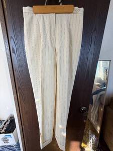 lot 460C image: Lauren Ralph Lauren Pinstripe Trousers - Size 14 - Cream with Navy Stripes