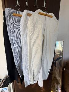 lot 463C image: Norma Kamali White Cotton Pants Size 14 & Essentials Black Cotton Pants Size 14