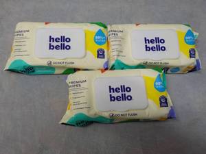 lot 114 image: 3 pkgs Hello Bello Premium wipes...