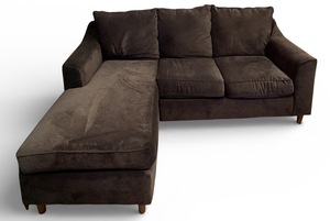 Dark Gray L-Shaped Sectional Sofa with Chaise & Cushions - Fabric Upholstery