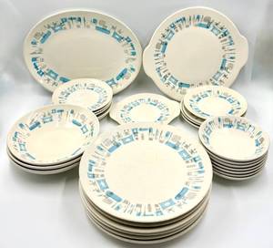 lot 7 image: Royal China Blue Heaven Underglaze Dinnerware Set - Made in USA