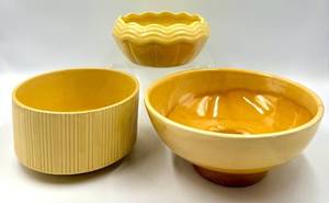 lot 15 image: Haeger, McCoy and USA Yellow Bowls (Lot of 3)