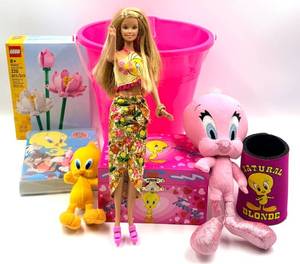 lot 85 image: Tweety Bird Themed Lot with Plush, Pink Accessories & Lego Floral Set