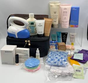 lot 93 image: Lot of Various Unused  Beauty Products Featuring - Chanel No.5 Velvet Body Cream & Lancome Genifique & SpoiledChild Lip Balms & Good Molecules Skincare and so much more