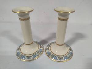 lot 39 image: Pair of Lenox Autumn Column Candlesticks