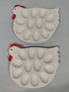 lot 74 image: Pair of Chicken Deviled Egg Servers