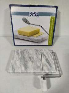 lot 128 image: RSVP White Marble Cheese Slicer New in Box