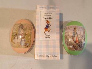 lot 171 image: Crabtree & Elevyn Peter Rabbit Soap New in Box and Peter Rabbit Tins