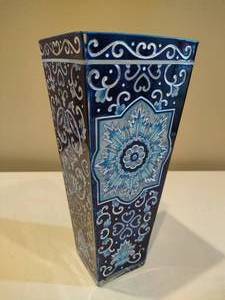 lot 182 image: Amia Hand Painted Blue Glass Vase
