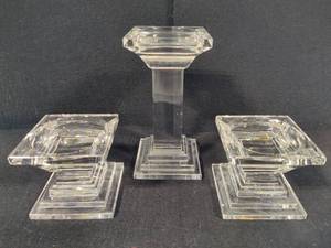lot 203 image: Waterford Crystal Metropolitan Pillar Candle Holders