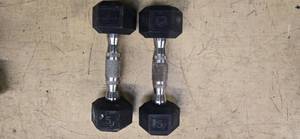 lot 26 image: A Pair of 5 LB Rubber Hex Dumbbells ( USED)
