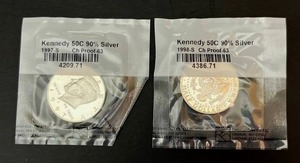 lot 6 image: Sealed 1997-S Kennedy Half Dollar 90% Silver Proof Coin & Sealed 1998-S Kennedy Half Dollar 90% Silver Proof Coin