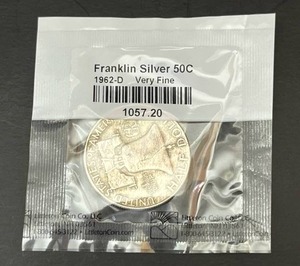 lot 7 image: Sealed 1962-D Franklin Half Dollar Silver Coin (Very Fine)
