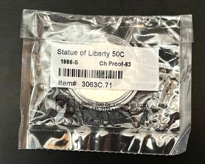 lot 8 image: Sealed 1986-S Statue of Liberty Half Dollar Proof Coin