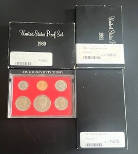 lot 17 image: United States Proof Sets - Sealed 1979-S Clad Proof Set  1980-S Clad Proof Set  Sealed 1981-S Filled S Proof Set