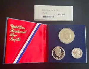 lot 19 image: U.S. Bicentennial 1976-S 40% Silver Proof Set 3 Coins