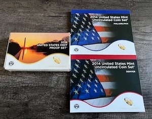 lot 60 image: 2014 U.S. Mint Proof Set & 2014 U.S. Mint Uncirculated Coin Set