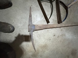 lot 37 image: Yard tools 2 grass cutters and pic ax