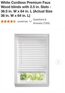 lot 42 image: 7- white cordless blinds