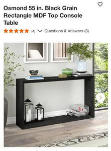 lot 15 image: 55 black console table