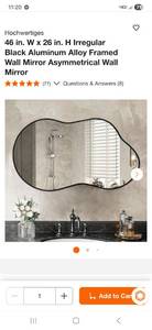 lot 79 image: 46x26 black cloudy mirror