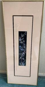 lot 20 image: Vintage Asian BLUE BIRD Print in Brass Frame