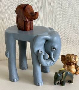 lot 22 image: Vintage Elephant Figures Including Matr Boomie - Ethically Made in India (Lot of 4)