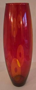 lot 57 image: Extra Tall Modern Red Artisan Glass Vase