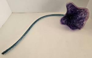 lot 65 image: Decorative Purple Glass Flower Bloom & Teal Stem