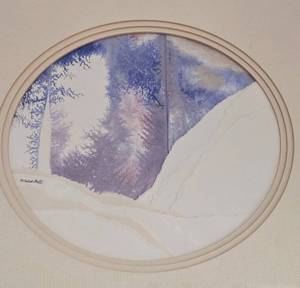 lot 88 image: Wald Watercolor Art - Snowy Forest Scene 1986