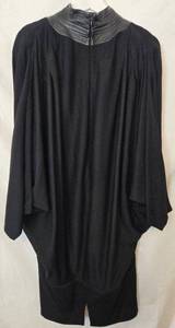lot 91 image: Daymor Couture Vintage 1980s Dress - Leather Collar & Batwing Sleeves, Size 12