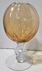 lot 111 image: Vintage Cambridge Amber Glass Melon Ball Vase