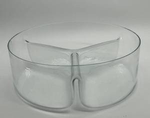 lot 127 image: Serving Bowl - Three-Section Clear Glass