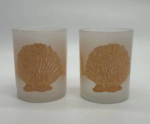 lot 133 image: Shell Candle Votives - Retro 1990s Frosted Glass Seashell Design