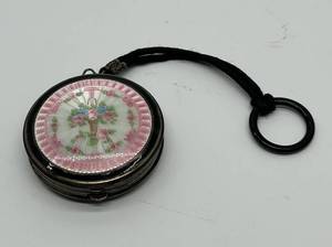 lot 142 image: F&B Foster Bailey Guilloche Enamel Sterling Silver Compact