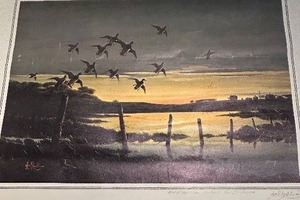 lot 150 image: Les Kouba - MALLARDS AT DAWN Hand Signed Print UNCUT Piece
