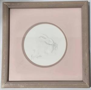 lot 151 image: Bas-Relief Cast Paper Original Art - White Rabbit by Lyn Jutila (Signed)