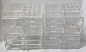 lot 156 image: Clear Acrylic Makeup Storage Organizers - 2-Pack Stackable Cosmetic Drawer Organizer Set