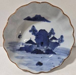 lot 157 image: Arita Ko-Imari Namasu Bowl - Antique Japanese Scalloped Rim