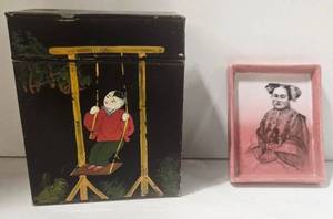lot 163 image: Antique Chinese Hand Painted Tea Tin & Fabienne Jouvin Paris Trinket Tray