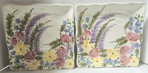 lot 165 image: Tabletops Gallery Jardine Hand Painted Square Trays (Lot of 2)